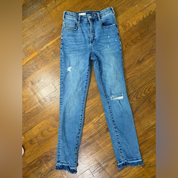 Pilcro Blue Skinny Jeans with Distressed Details - Picture 1 of 3